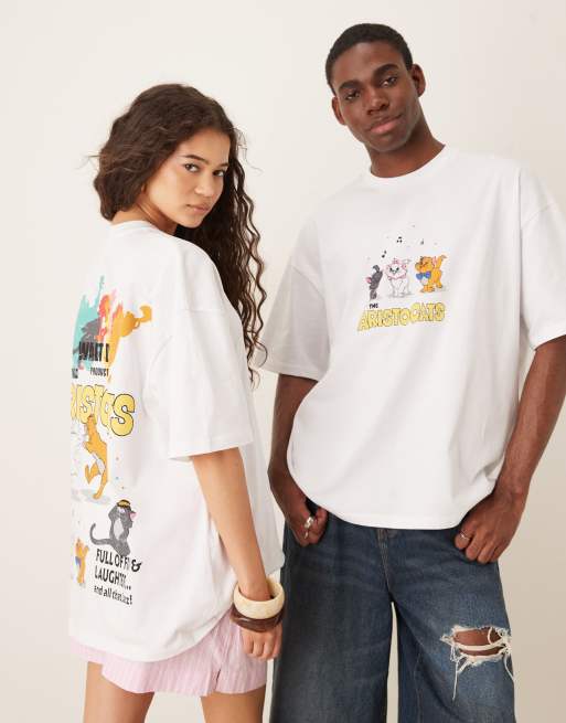 ASOS DESIGN Disney oversized t-shirt with Aristocats prints in white, 3 of 4