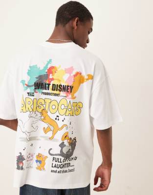 ASOS DESIGN Disney oversized t-shirt with Aristocats prints in white
