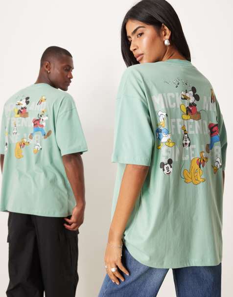 ASOS DESIGN Disney oversized t-shirt with character prints in green - view 1