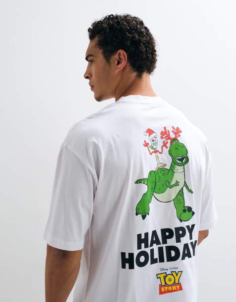ASOS DESIGN Disney oversized t-shirt with Christmas Toy Story Rex print in White - view 1
