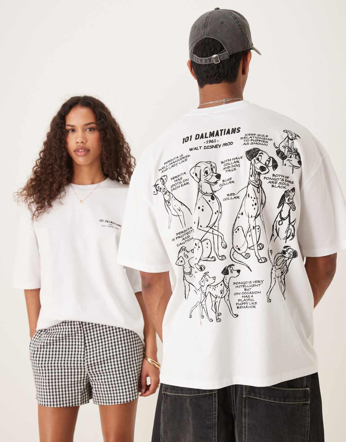ASOS DESIGN Disney oversized t-shirt with Dalmatians print in white