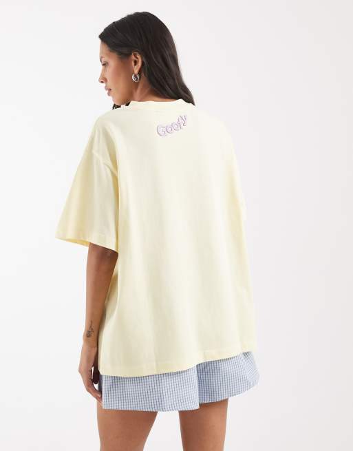 ASOS DESIGN Disney oversized t-shirt with Goofy stay groovy print in buttermilk yellow, 2 of 4