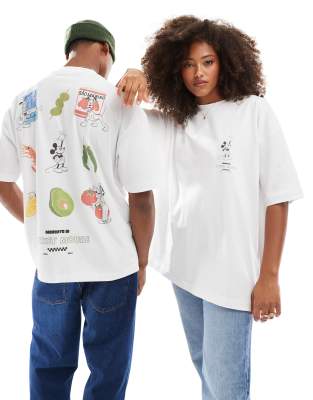 Asos Design Disney Oversized T-shirt With Mickey And Friends Print In White