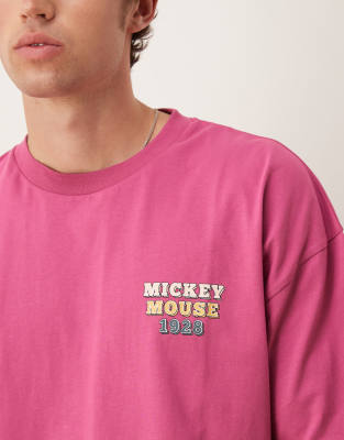 Asos Design Disney Oversized T-shirt With Mickey Print