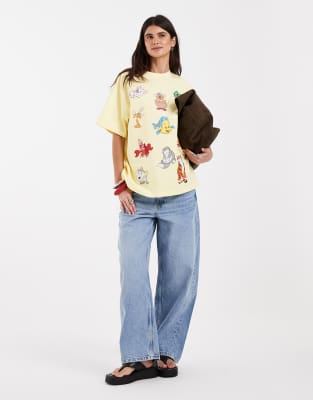 Asos Design Disney Oversized T-shirt With Print In Yellow