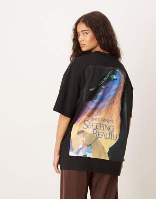 ASOS DESIGN Disney oversized t-shirt with Sleeping Beauty print in black