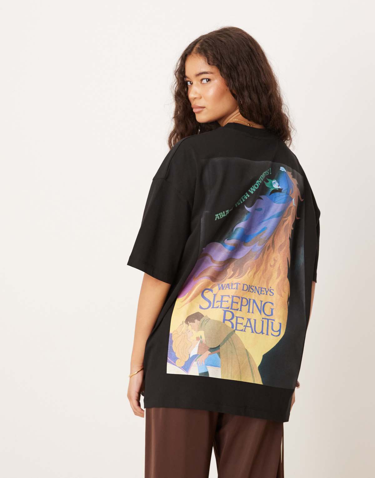 ASOS DESIGN Disney oversized t-shirt with Sleeping Beauty print in black