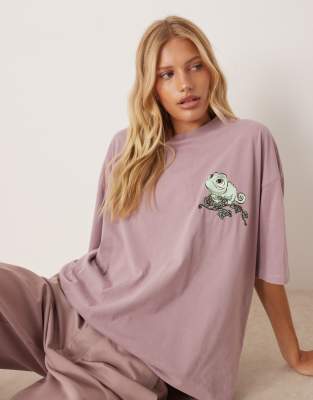 Asos Design Disney Oversized T-shirt With Tangled Prints In Pink