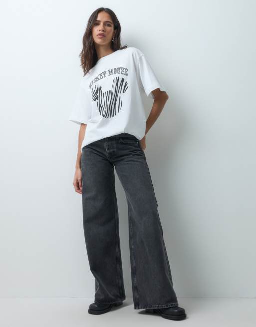 ASOS DESIGN Disney oversized t-shirt with zebra Mickey Mouse print in white, 2 of 4