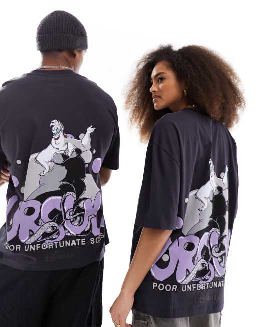 ASOS DESIGN Disney oversized unisex tee in black with Ursula prints