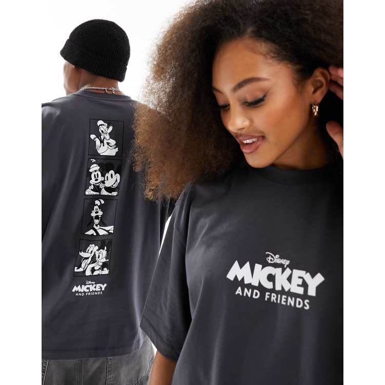 ASOS DESIGN Disney oversized unisex tee in charcoal with Mickey