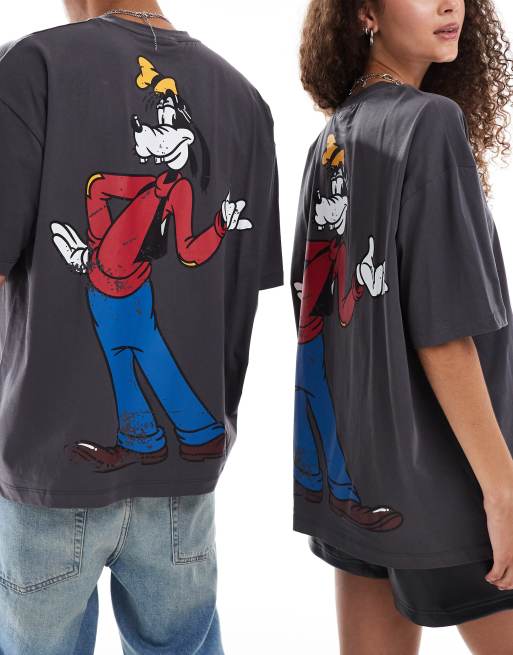 ASOS DESIGN Disney oversized unisex tee in grey with Goofy graphic prints, 4 of 4