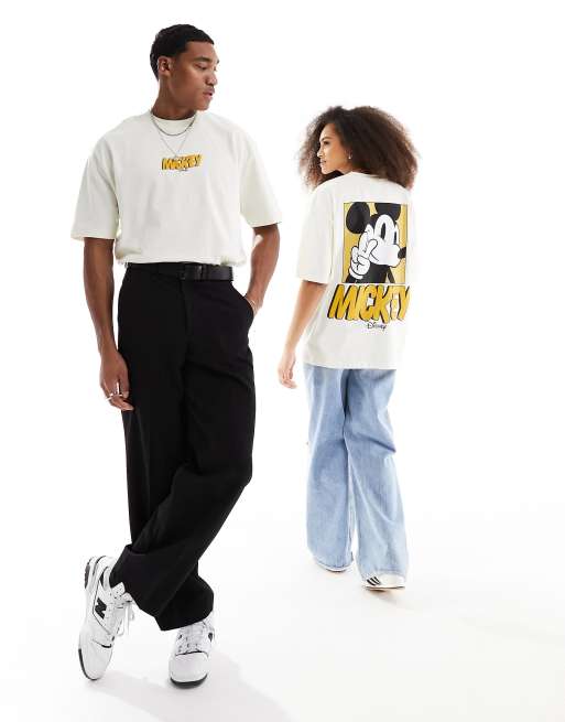 ASOS DESIGN Disney oversized unisex tee in off white with Mickey Mouse  graphic prints