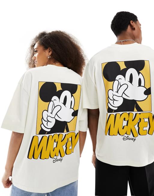 ASOS DESIGN Disney oversized unisex tee in off white with Mickey Mouse  graphic prints