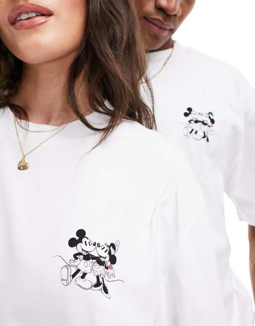 ASOS DESIGN Disney oversized unisex tee in white with Mickey and Minnie Mouse hand print ASOS