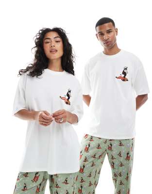 Asos Design Disney Pajama Set With Emperor's New Groove Print In Green