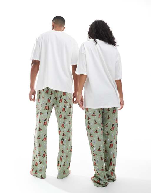 ASOS DESIGN Disney pajama set with Emperor's New Groove print in sage