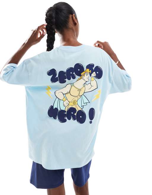 ASOS DESIGN Disney pajamas set with Hercules prints in blue