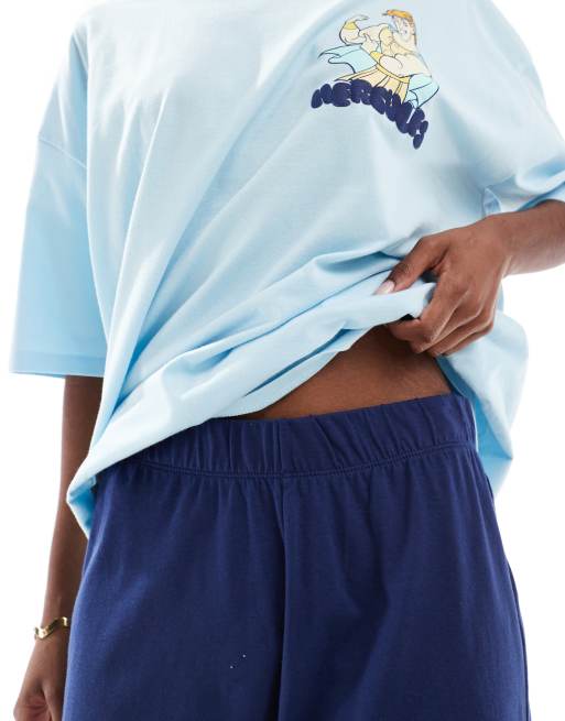 ASOS DESIGN Disney pajamas set with Hercules prints in blue