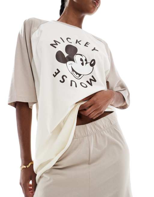 ASOS DESIGN Disney pajama set with Mickey mouse print in stone, 2 of 4