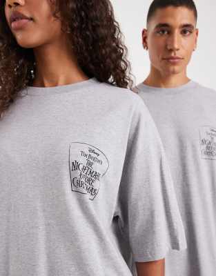 Asos Design Disney Pajama Set With Nightmare Before Christmas Print In Black