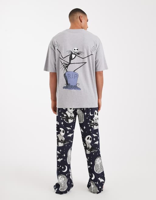 ASOS DESIGN Disney pajama set with Nightmare Before Christmas print in black