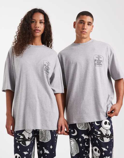 ASOS DESIGN Disney pajama set with Nightmare Before Christmas print in black