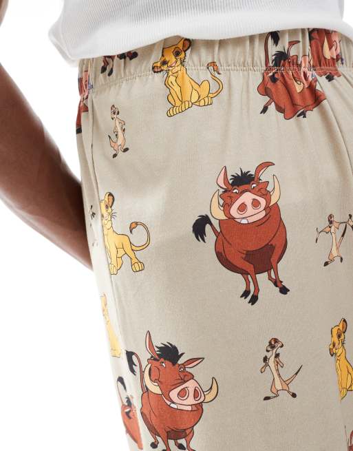 ASOS DESIGN - Disney - Pantalon confort à imprimé Le Roi lion - Taupe, 4 de 4