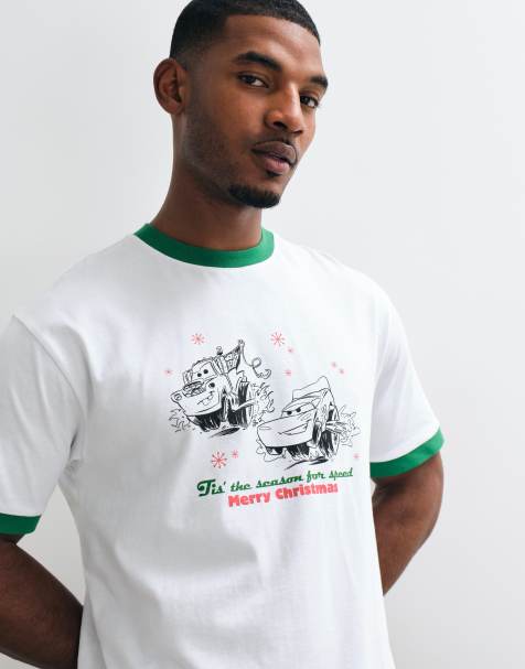 ASOS DESIGN Disney Pixar avslappnad ringer-t-shirt med Cars-tryck i vitt - view 1