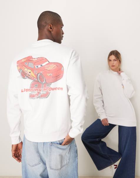 ASOS DESIGN – Disney Pixar – Biała bluza oversize z nadrukiem Cars Lightning McQueen - view 1