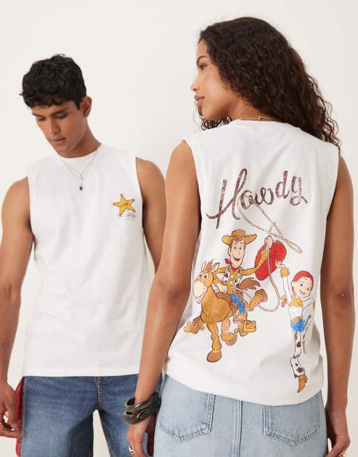 ASOS DESIGN – Disney Pixar – Biały podkoszulek unisex o kroju oversize z nadrukiem z motywem „Toy Story”