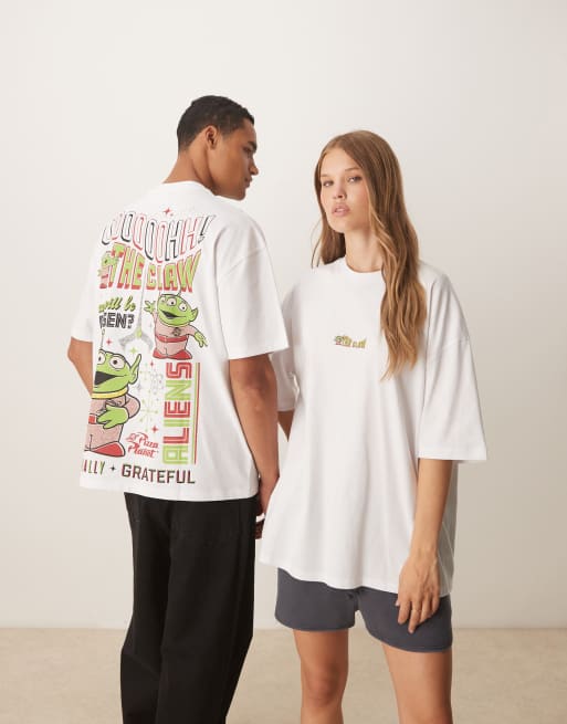 ASOS DESIGN Disney Pixar – Biały T-shirt o kroju oversize z nadrukiem Toy Story