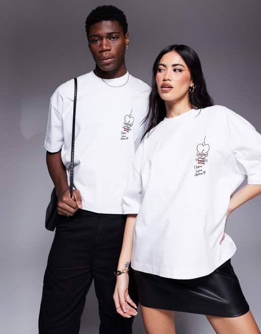 ASOS DESIGN – Disney Pixar – Biały T-shirt o pudełkowym kroju oversize z nadrukiem Toy Story Aliens