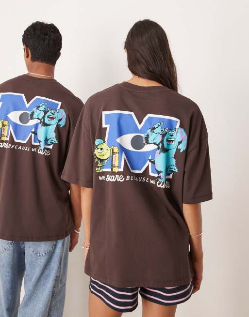 ASOS DESIGN – Disney Pixar – Brązowy T-shirt oversize z nadrukiem Monsters Inc, 3 z 4