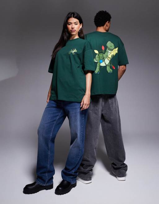 ASOS DESIGN Disney Pixar Christmas oversized t-shirt with Toy Story print in dark green