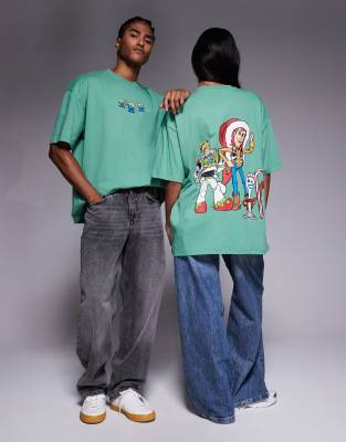Asos Design Disney Pixar Christmas Oversized T-shirt With Toy Story Prints In Multi