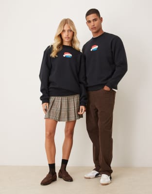 Asos Design Disney Pixar Christmas Oversized Unisex Sweatshirt With Buzz Lightyear Prints In Black