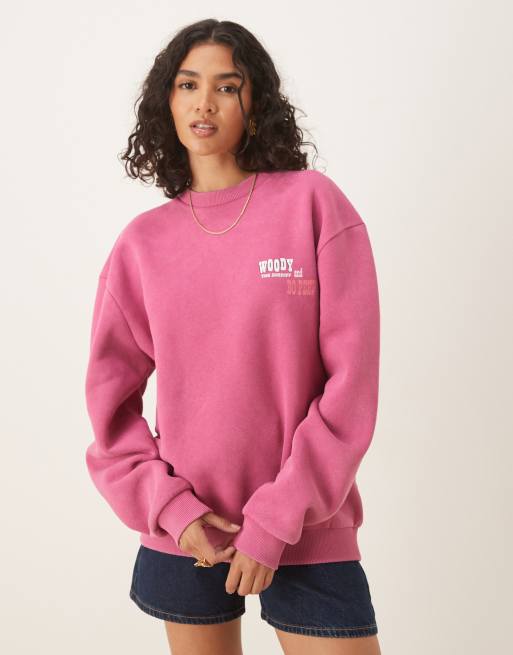 ASOS DESIGN - Disney Pixar - Felpa rosa oversize con Woody di Toy Story