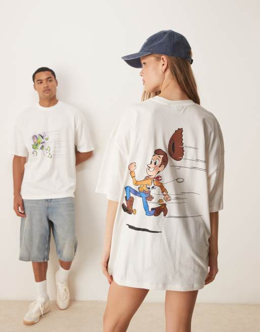 ASOS DESIGN – Disney Pixar – Gräddvit t-shirt i oversize med 
