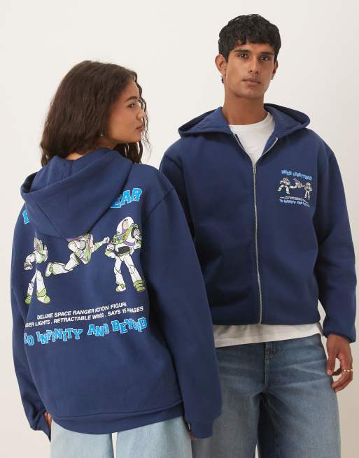 ASOS DESIGN – Disney Pixar – Granatowa bluza oversize z kapturem z nadrukiem Buzz Lightyear z Toy Story