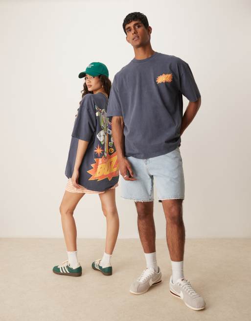 ASOS DESIGN Disney Pixar – Niebieski T-shirt oversize z nadrukiem Buzza Astrala z Toy Story