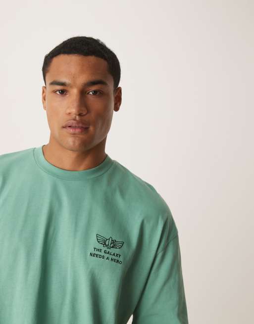 ASOS DESIGN Disney Pixar oversize T-shirt with Buzz Lightyear Toy Story print in green