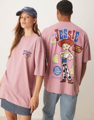 Asos Design Disney Pixar Oversize T-shirt With Jessie Toy Story Print In Pink