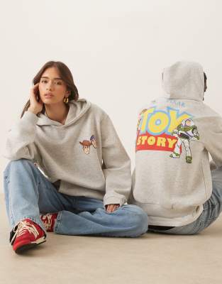 Asos Design Disney Pixar Oversized Hoodie With Toy Story Print In Gray