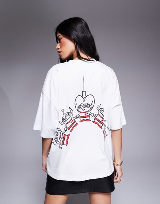 ASOS DESIGN - Disney Pixar - Oversized T-shirt met Toy Story alien-prints in wit, 2 van 4