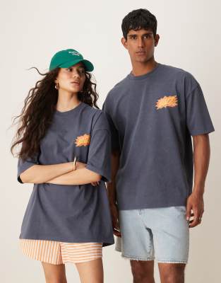 Asos Design Disney Pixar Oversized T-shirt With Buzz Lightyear Toy Story Prints In Blue