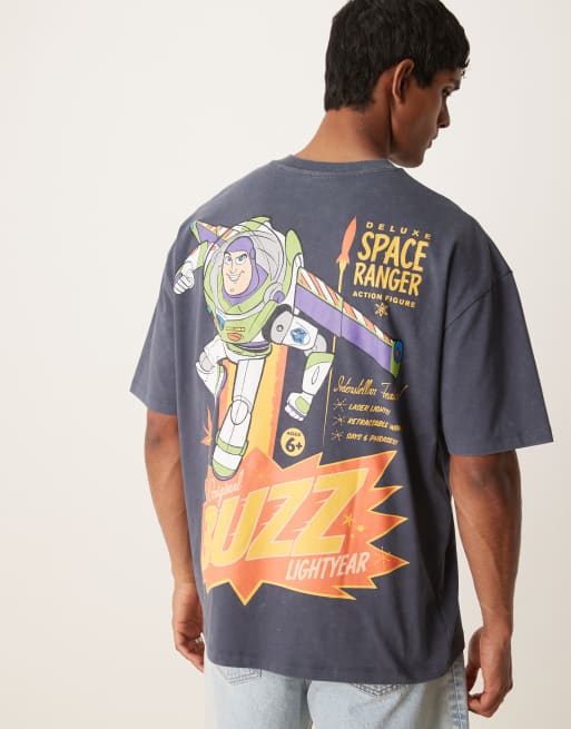 ASOS DESIGN Disney Pixar oversized t-shirt with Buzz Lightyear Toy Story prints in blue