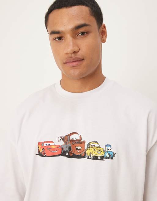 ASOS DESIGN Disney Pixar oversized t-shirt with Cars print in gray