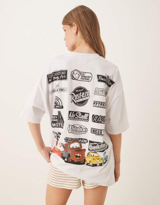 ASOS DESIGN Disney Pixar oversized t-shirt with Cars print in gray
