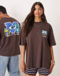 [ASOS DESIGN] ASOS DESIGN Disney Pixar oversized t-shirt with Monsters, Inc. print in brown XL BROWN